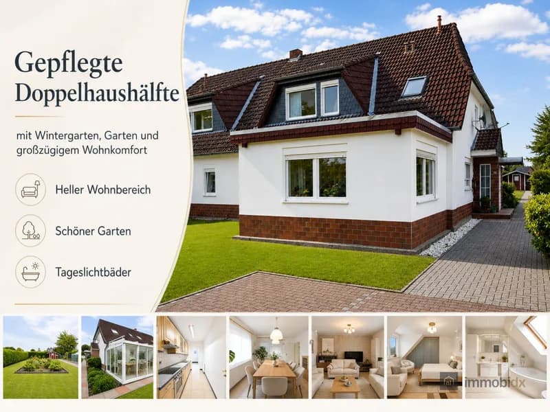 Viel Platz für die Familie – Doppelhaushälfte mit ca. 163 m² Wohnfläche, Wintergarten & 619 m² Grundstück